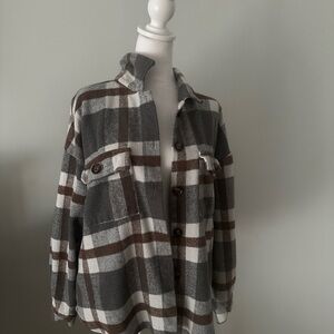 UNKNOWN BRAND Plaid Button-Up Shirt Jacket-Size M/L